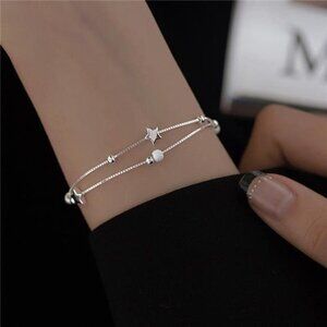 Silver Charm Bracelet & Bangle Chain 925 Sterling Women Wedding Party Gift